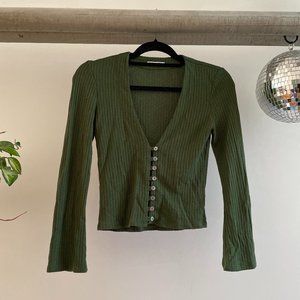 Reformation Gellar Knit Top in Fern - Small